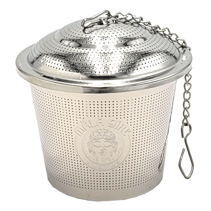 Adding product to your cart This multi-use infuser is the perfect accessory for allowing the flavors of Māla Girl  steep into hot water for the ultimate refined experience. Steep Māla Girl longer for richer flavor and less for a lighter flavor. You can always reuse the spices for cooking!