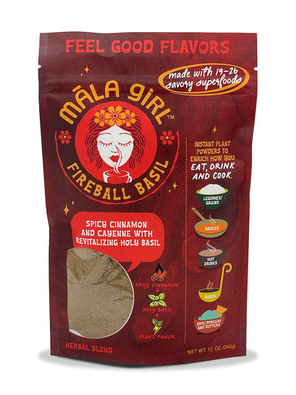 36 Serving Bag. Looking for a kick? This blend of hot and spicy with a kick of cinnamon is for you! Incredibly savory with the perfect hint of fresh basil to brighten it up! PROMOTES LONGEVITY * HEALTHY MIND, BODY AND SPIRIT, IMMUNITY