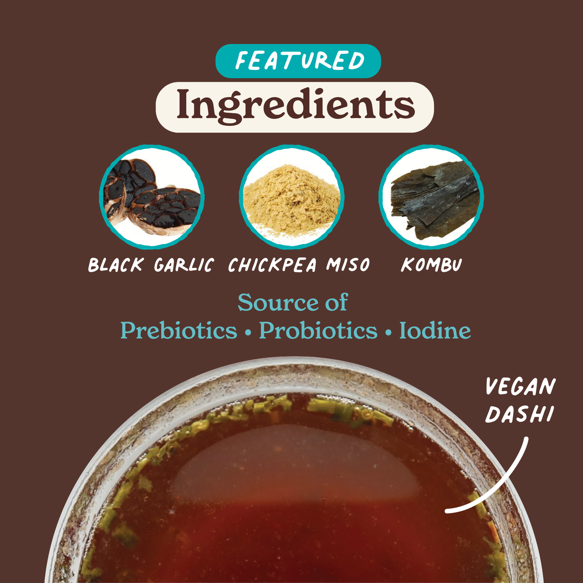 Mala Girl Broths Ooh Mami Superfood Broth Powder in a jar with spoon, highlighting vibrant, nutrient-rich broth powder for cooking.