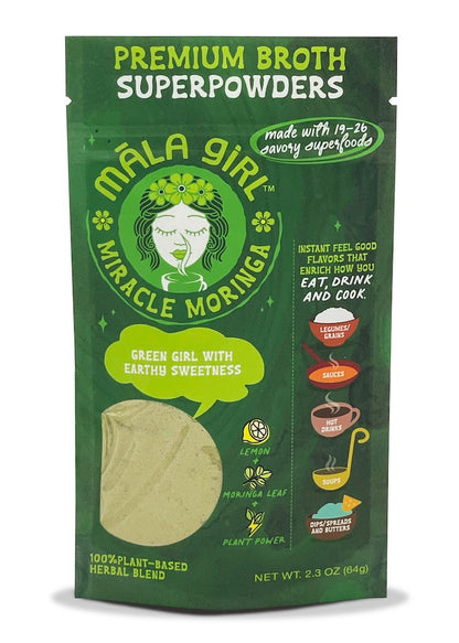 8 serving bag. Love drinking green? Our moringa is balanced with lemon and acts as a natural energy booster...savory is where our miracle tree belongs. Sip up! 